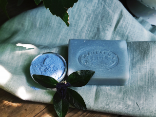 Přírodní lněné mýdlo s lazuritem (modrým jílem) 50 g